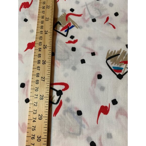 Vintage Abstract Pattern Cotton Fabric 1/2 yard 44" Wide Red & Black Accents - Picture 4 of 6